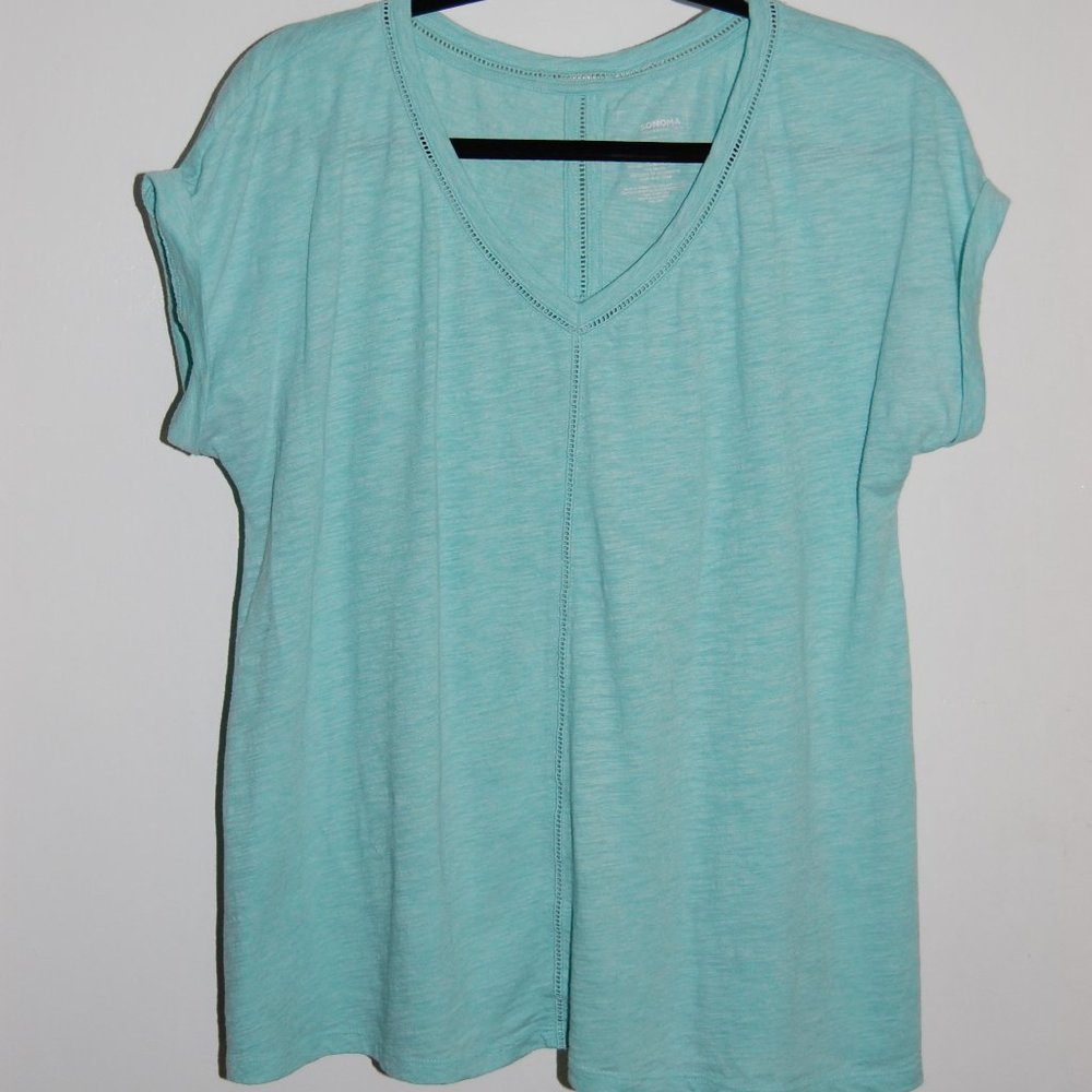 Linen look, seafoam t-shirt